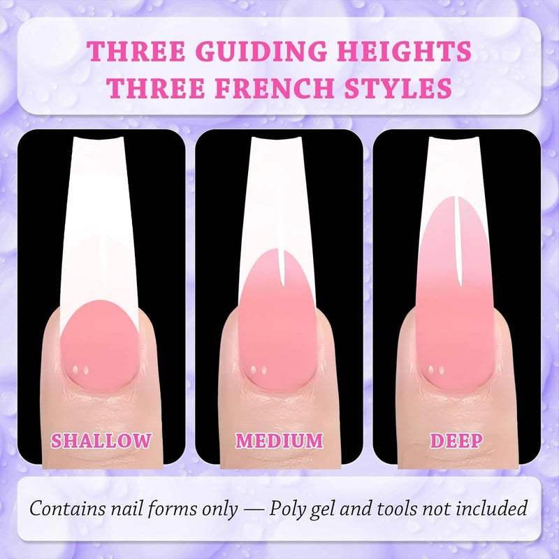 Outopen 150pcs Long Straight Stiletto Coffin Nail Forms Thicken Clear Coffin Shape Nail Mold for Polygel Acrylic Extension Full Cover Fake Press On Nail Molds for Beginners DIY Manicure,15 Sizes - Image 2